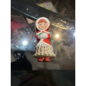 Vintage 1981 Holly Hobbie Girl Porcelain Christmas Ornament 80s Toys Collectible